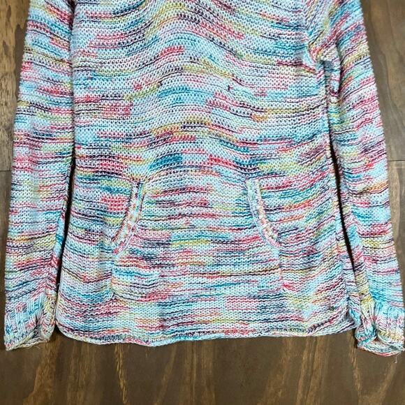 Eddie Bauer Womens Sweater Multicolor Knitted V Neck Pullover Hoodie Large - Picture 3 of 12